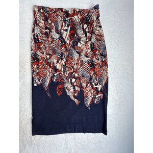 Isabel De Pedro Womens Abstract Print Classic Pencil Skirt Size 2 Navy New $398